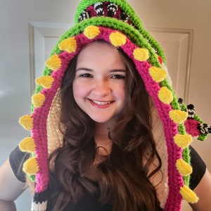 Worm Hat Hood, crochet, costume, Halloween, handmade, crochet, Toothy Terror
