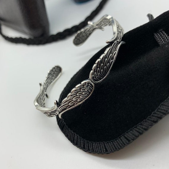 Silver Angel Wing Bracelet, Bangle for Women, Adjustable Simple Bangle, Silver Bangle Jewelry, Gift For Her, Handmade Statement Bangle