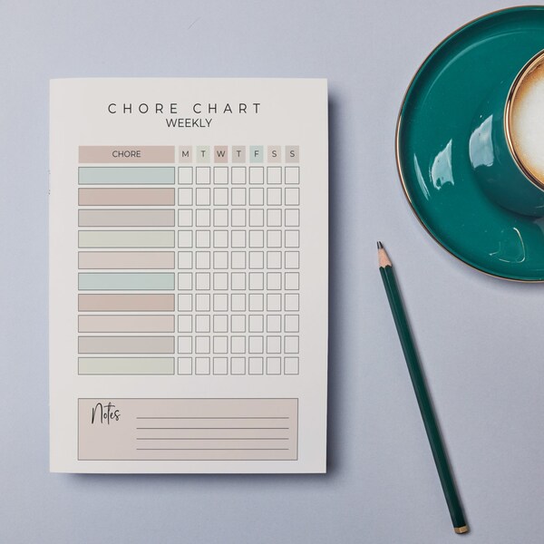 Beige Chore Chart Planner for Teens, Goal Tracker, Cleaning Schedule, Kids Routine Chart