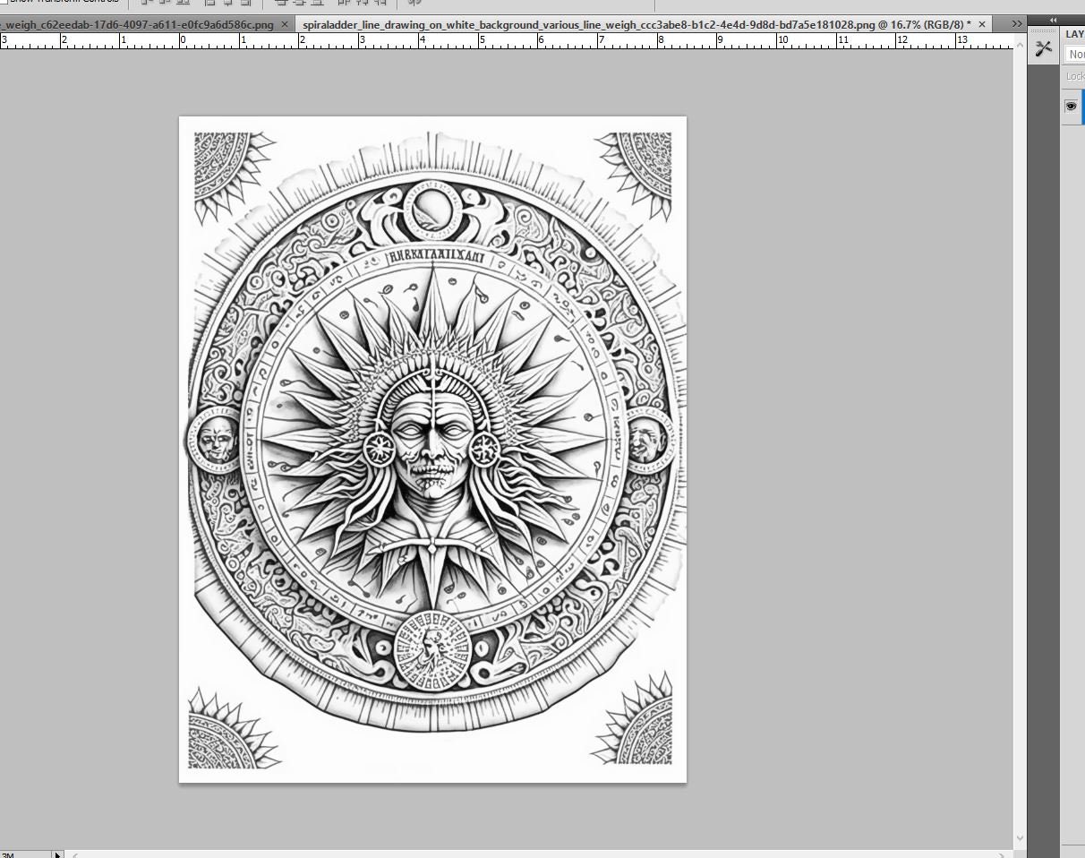 Aztec Calendar 3 Coloring Page, Adult Coloring Sheet of a Stone Aztec