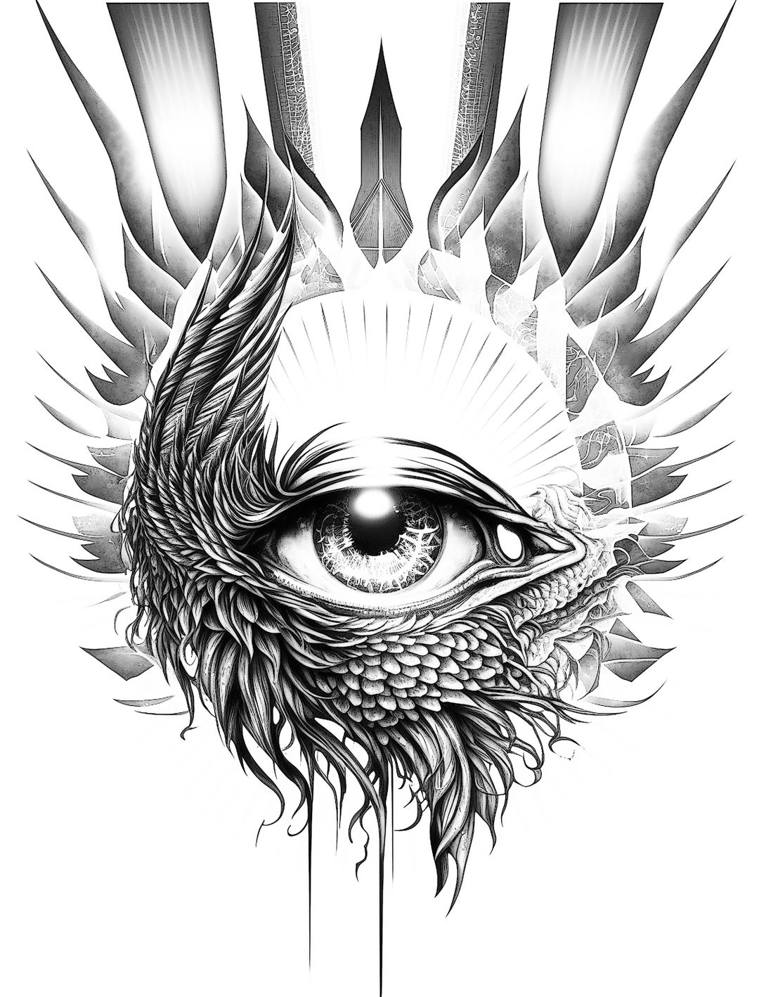 Eye in the Sky Coloring Sheet, Fantasy Adult Coloring Page of A Human