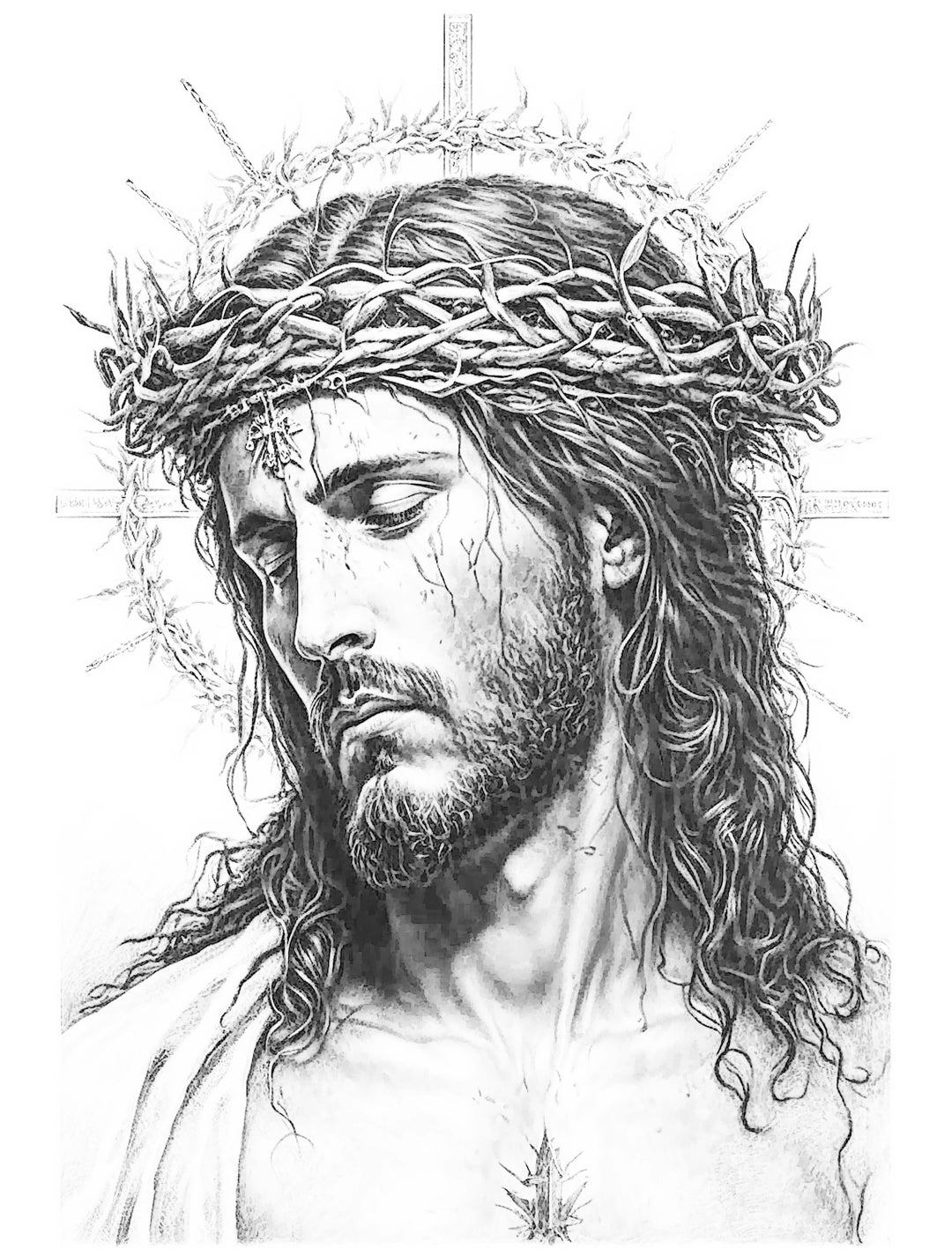 Holy Portrait of Jesus With Crown of Thorns Coloring Page, Machine ...