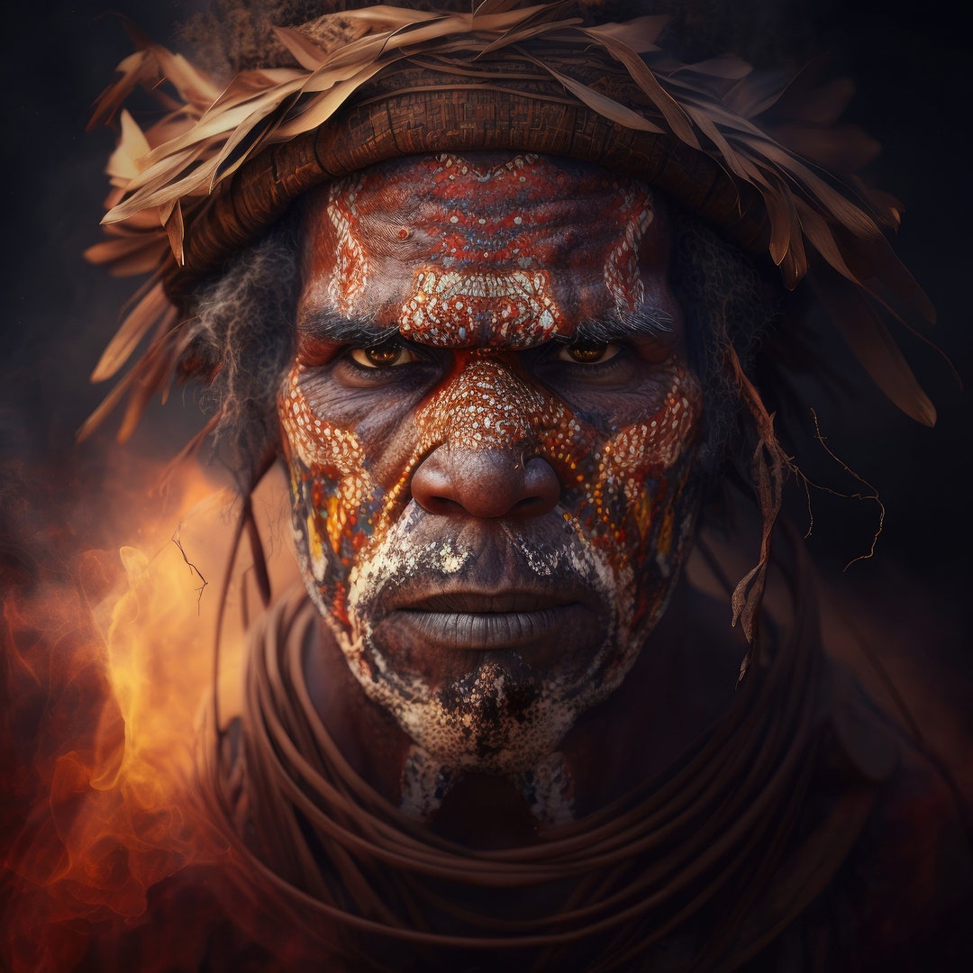 Australian Aboriginal Shaman, Machine Learning Generated Ai Image File