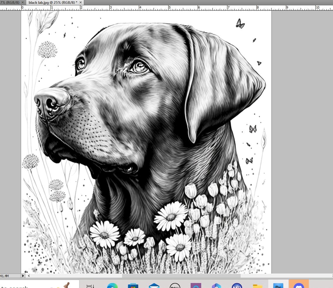 Labrador Retriever Adult Coloring Sheet, AI Generated Coloring Page of