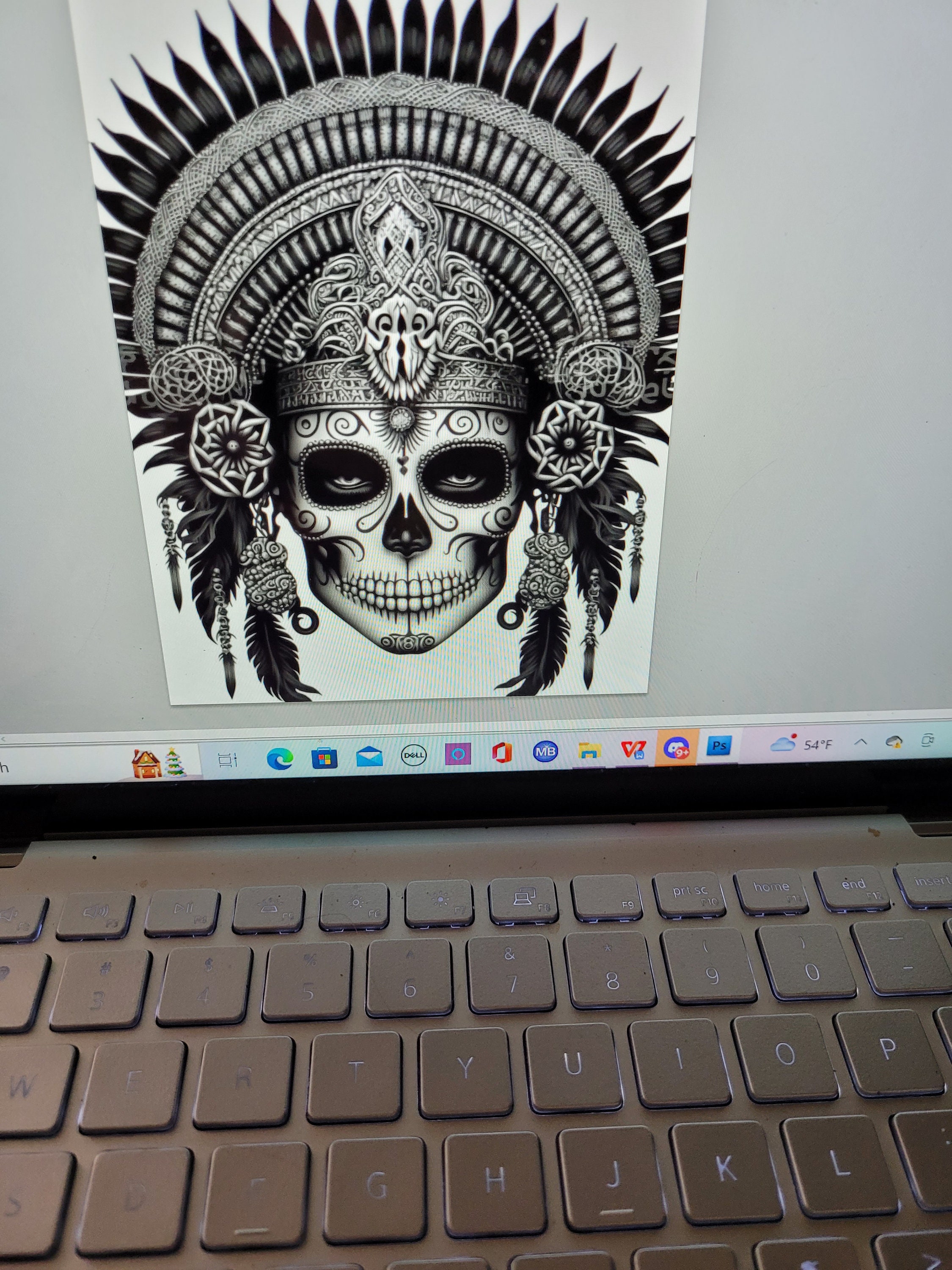 Aztec Warrior Skull Adult Coloring Page AI Machine (Instant