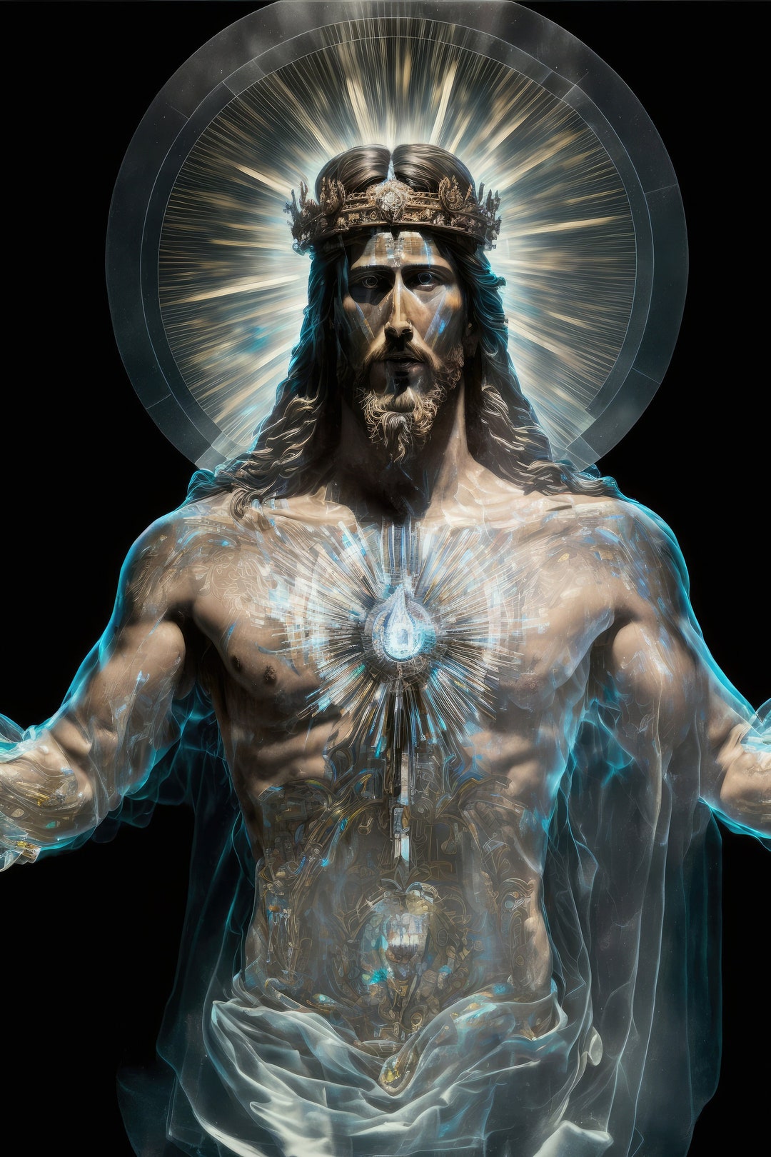 Holographic Apparition of Jesus Christ, Machine Learning Generated AI ...