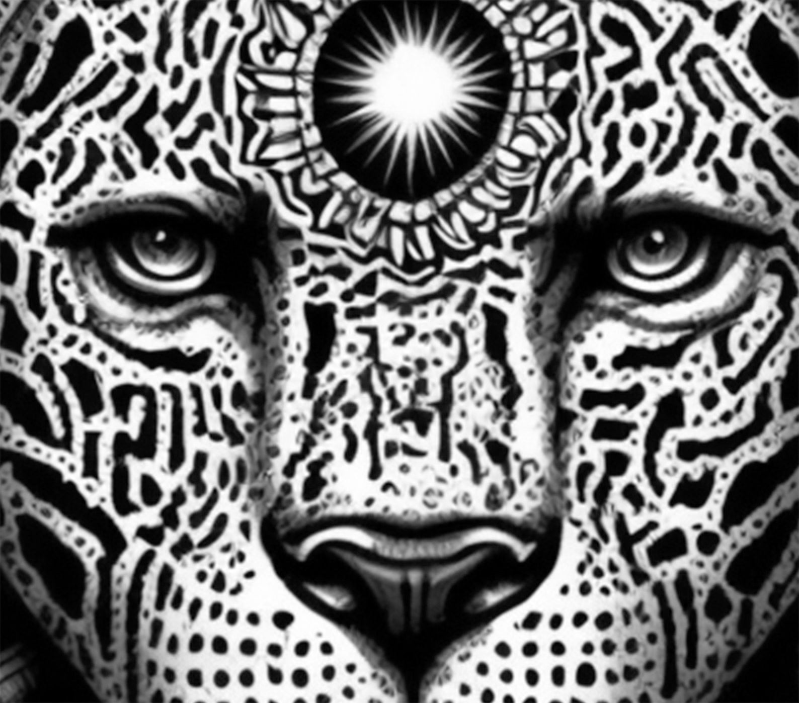 Mayan Jaguar Coloring Page, Adult Coloring Sheet of the Face of a ...
