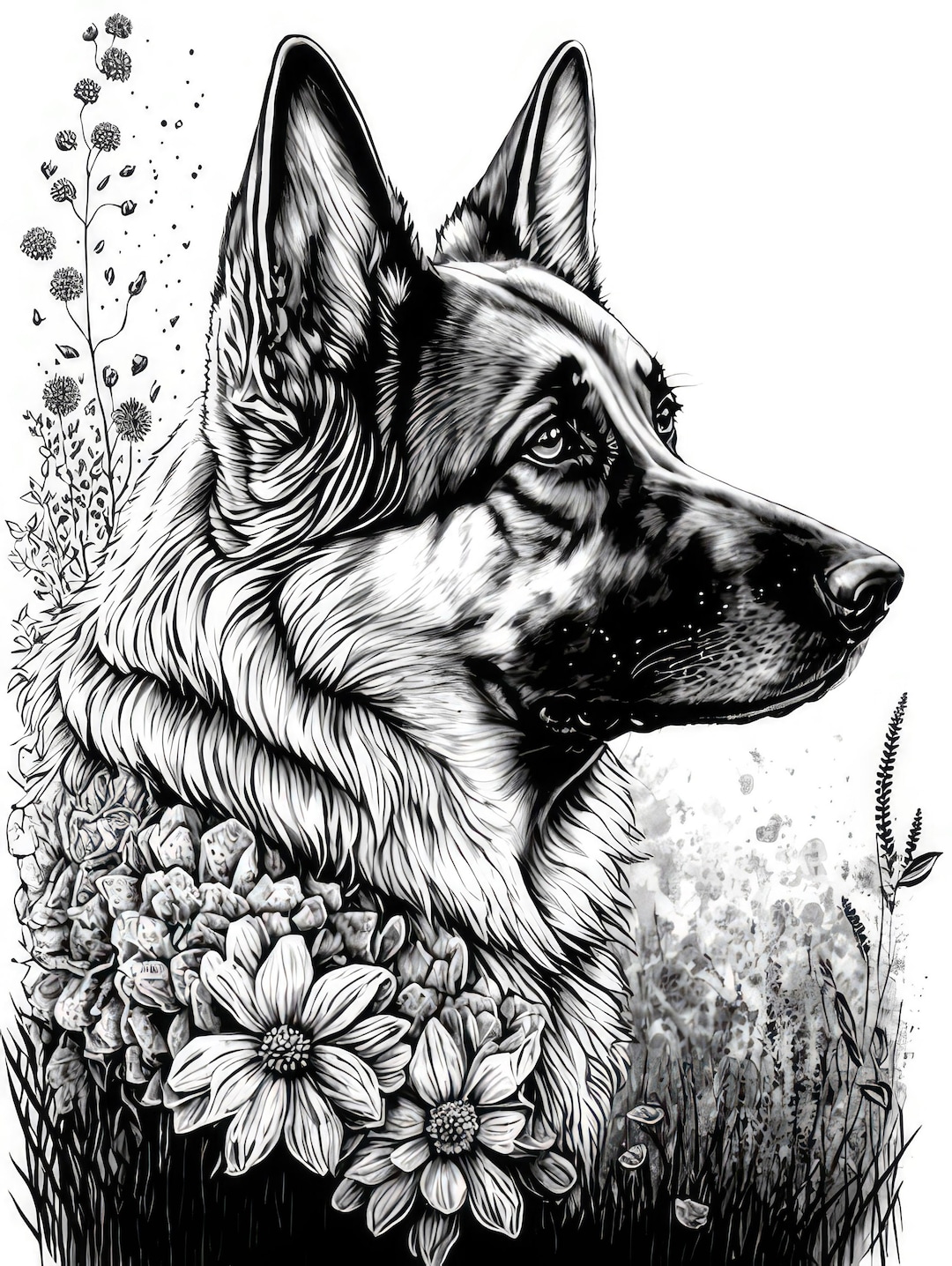 German Shepherd Coloring Sheet AI Generated Coloring Page Of A German 