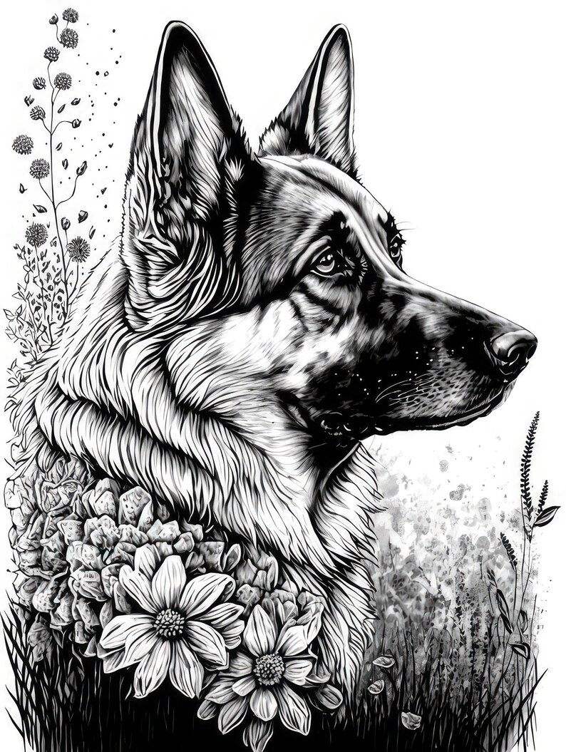 German Shepherd Coloring Sheet, AI Generated Coloring Page of A German ...