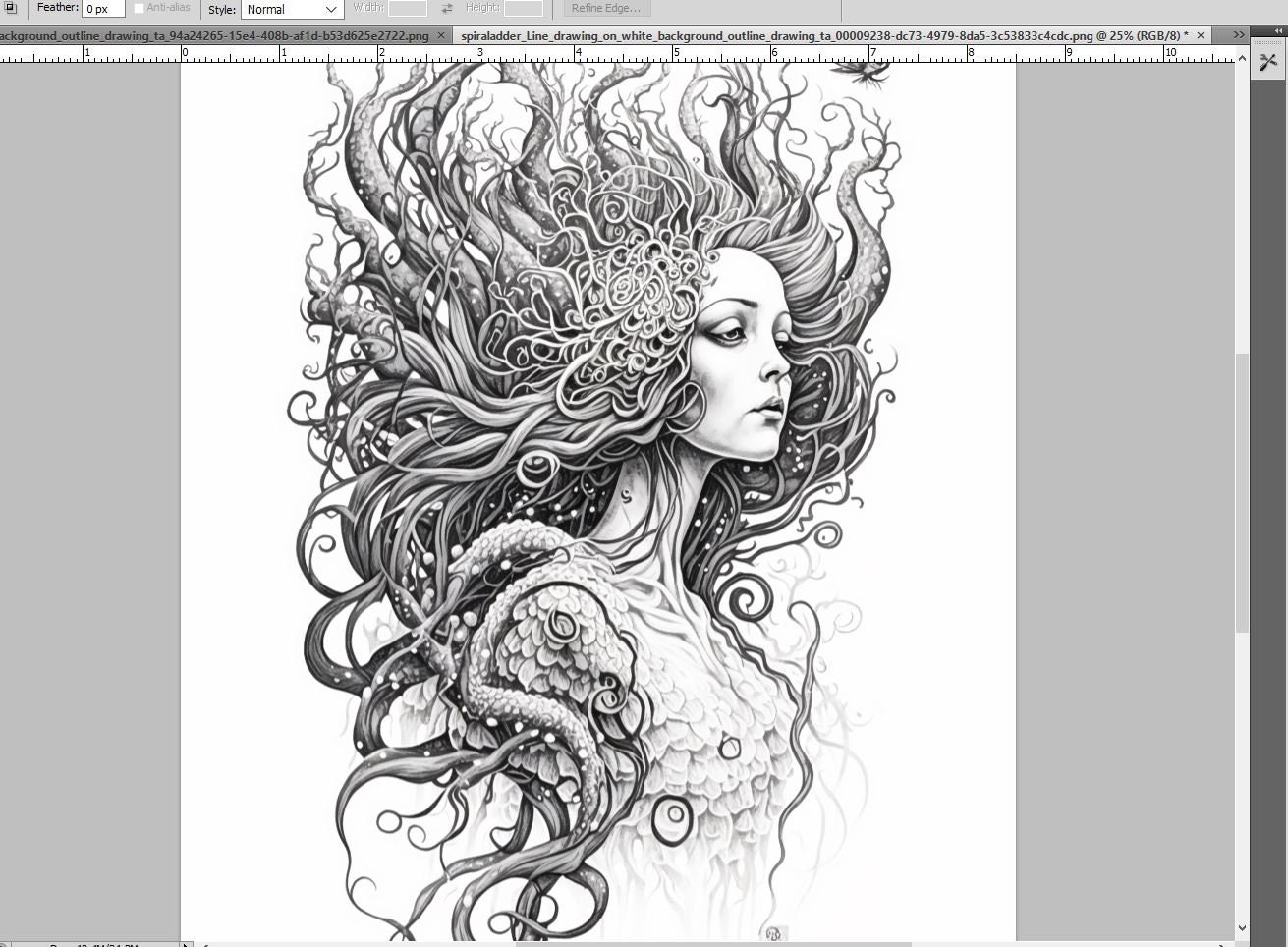 Sea Queen Adult Coloring Sheet, Fantasy Adult Coloring Page of a Woman ...