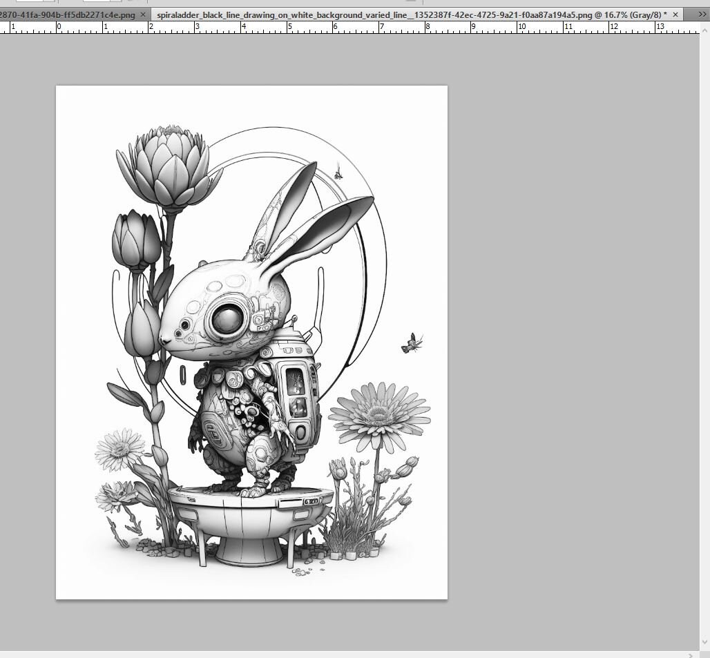 Cute Biomechanical Rabbit Coloring Sheet Adult Fantasy AI - Etsy