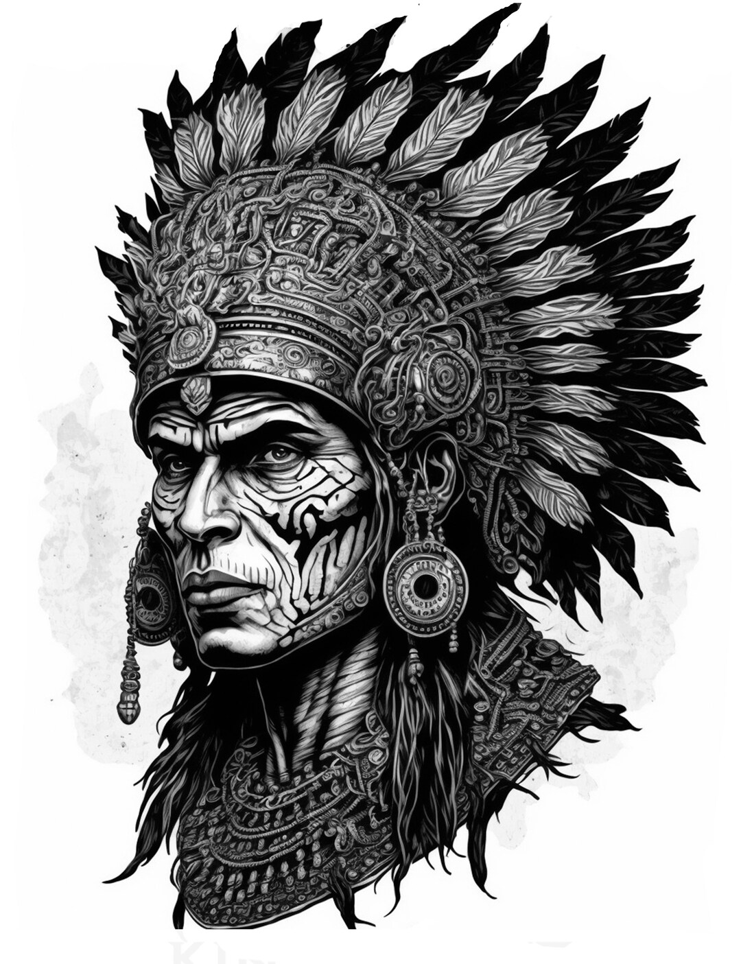 Realistic Aztec Warrior Coloring Page Adult Coloring Sheet of - Etsy