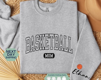 Personalized Basketball Mom Sweatshirt, Basketball Mom Shirt, Kids Name Sweatshirt for Mom, Gift For Her, Basketball Mama Hoodie