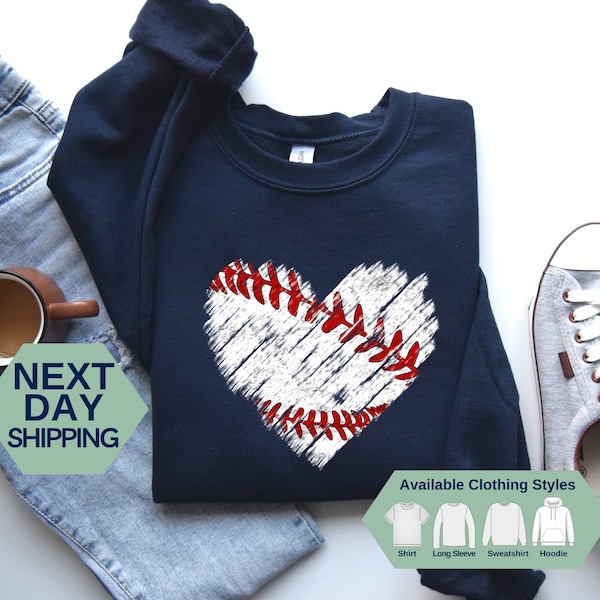 Baseball Distressed Heart Sweatshirt, Baseball Distressed Heart Hoodie, Baseball Mom Shirt, Baseball Sweatshirt, Baseball Long Sleeve Shirt