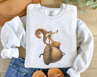 Scrat Ice Age Shirt, Funny Squirrel Acorn Graphic Tee, Cartoon Movie Character T-Shirt, Retro Animation Fan Sweatshirt Hoodie, Gift for Kids