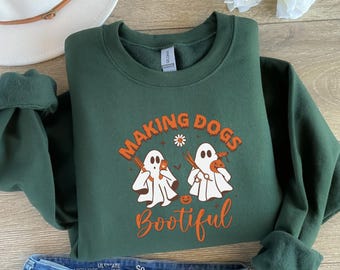 Making Dogs Bootiful Groomer Shirt, Funny Halloween Dog Groomer Tee, Pet Grooming Sweatshirt, Dog Lover Gift Hoodie, Humor Shirt