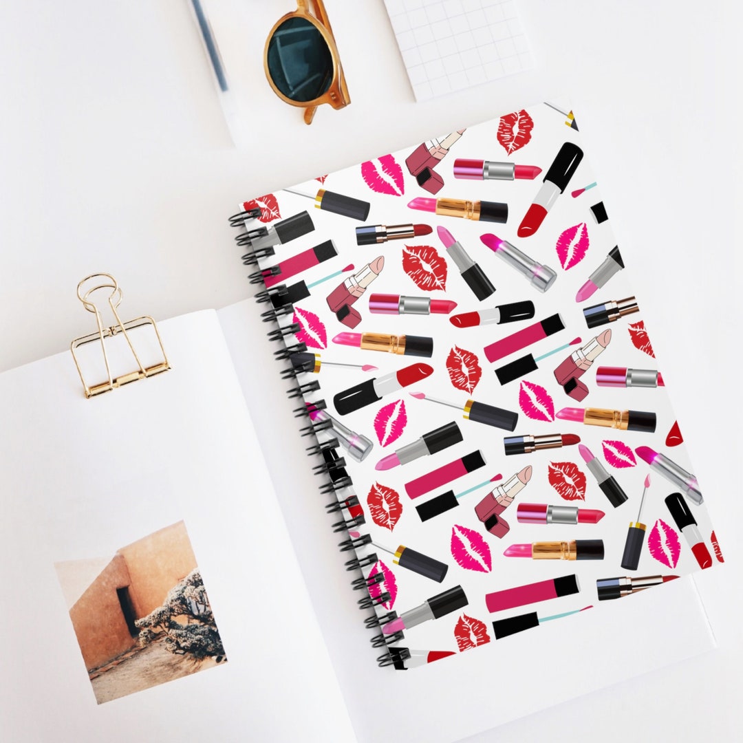 Makeup Spiral Notebook - Ruled Line, Lip Color Themed Gift, Makeup ...