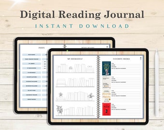 Digital Reading Journal, Reading Planner, Reading Tracker, Book Tracker, Digital Bookshelf, Audiobook Tracker, Podcast Tracker
