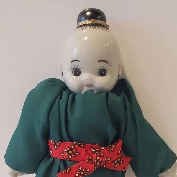 Vintage Chinese Girl Doll White Porcelain Head Hands & Feet Kewpie Style 9" h