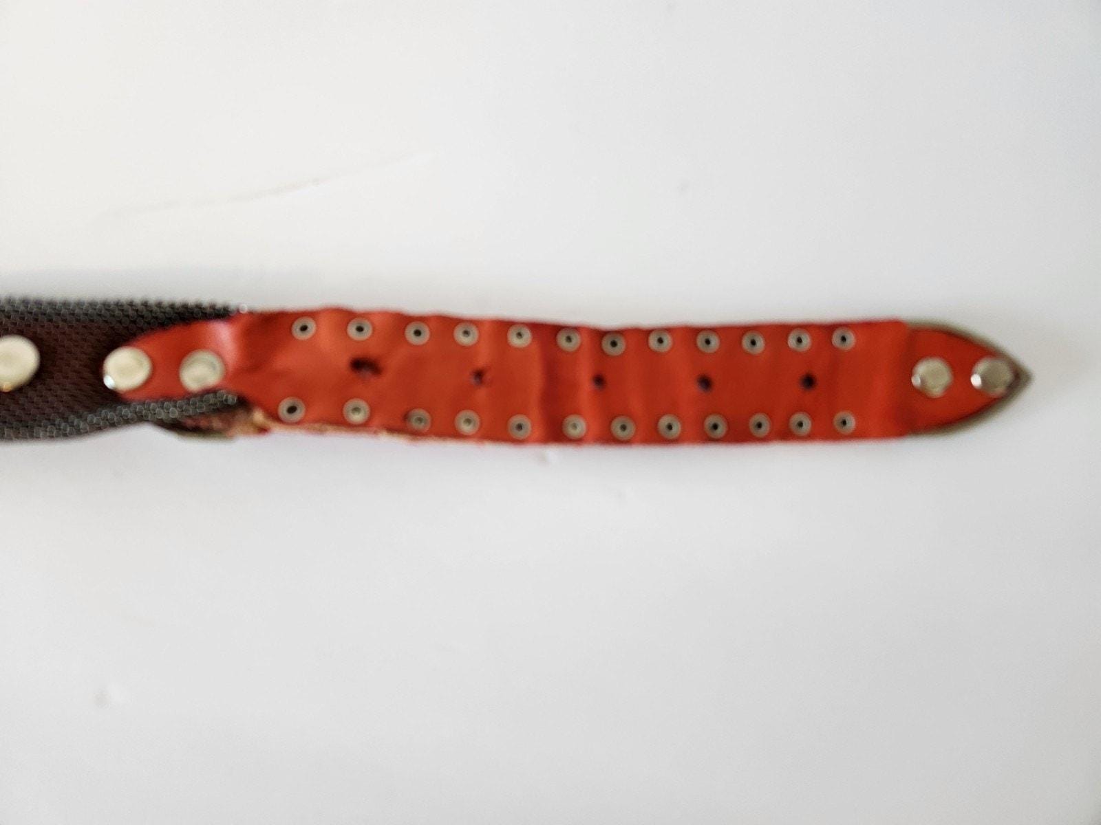 VTG Usmeco Paris Couture Leather Buckle Riveted & Mesh Bling 33\