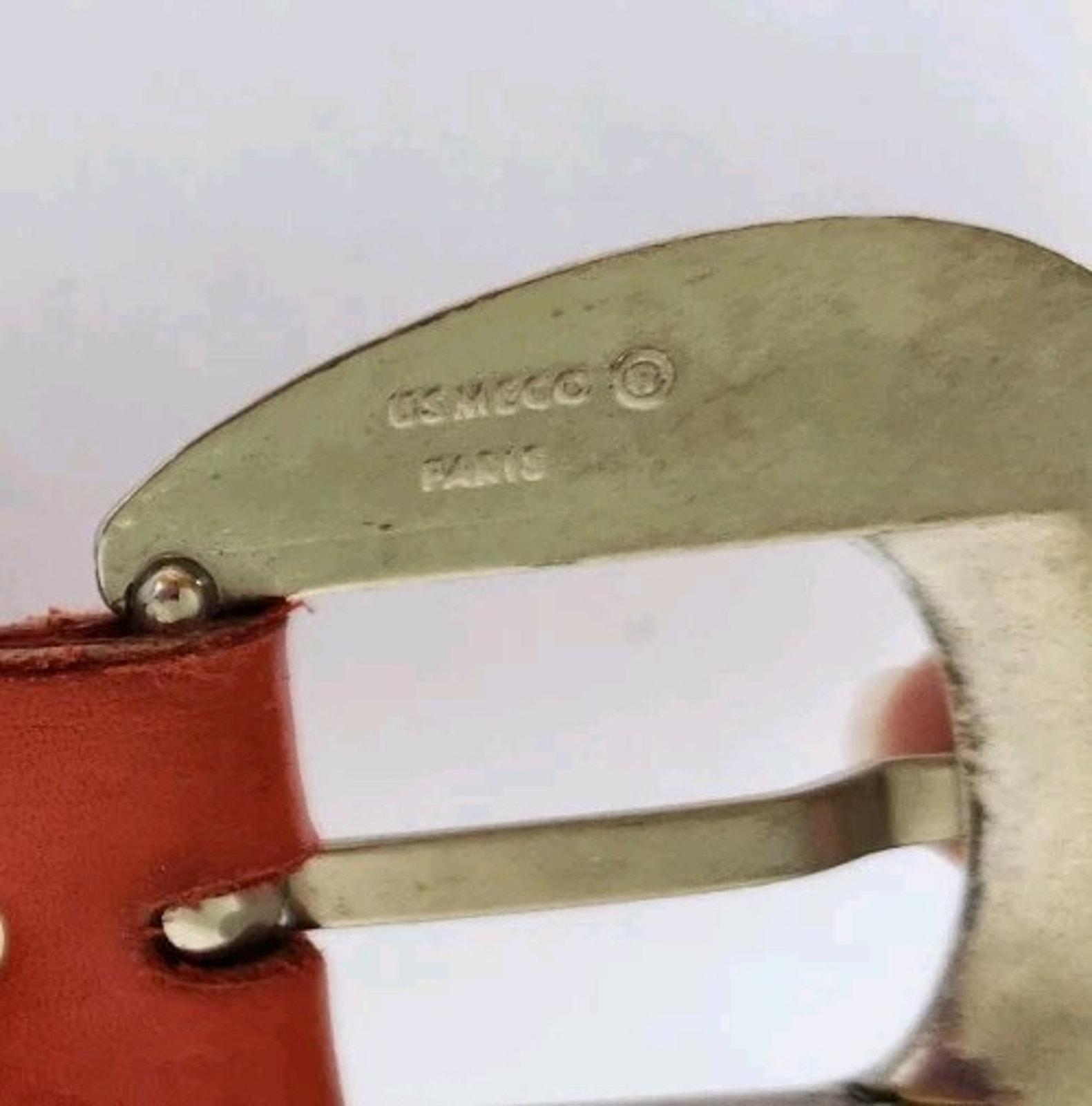VTG Usmeco Paris Couture Leather Buckle Riveted & Mesh Bling 33\