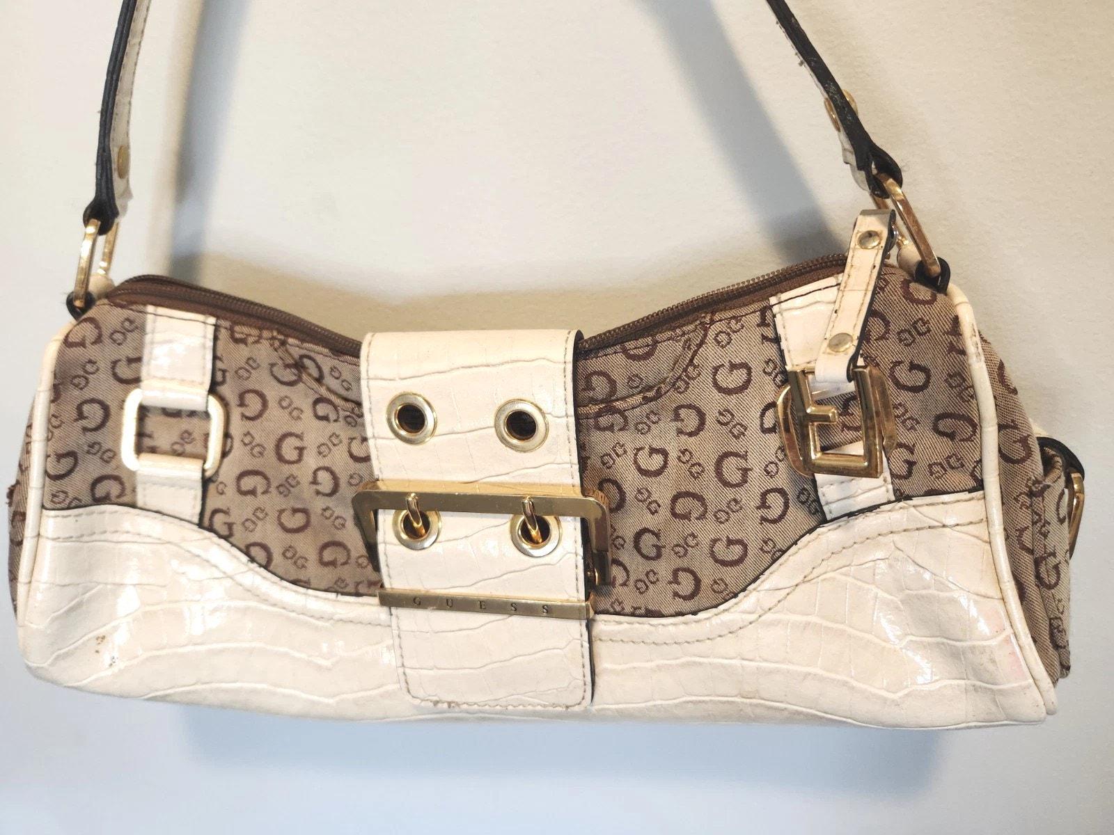 GUESS Vtg Y2k Baguette Bag Retro Slouch Croc Embossed Vegan Patent