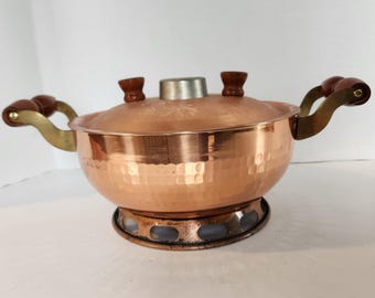 Vintage Japanse pure gehamerd koperen Shabu Shabu Hot Pot