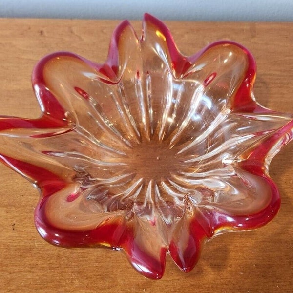 10"x7.5" Murano MCM Italian Hand Blown Art Glass Bowl Centerpiece Display