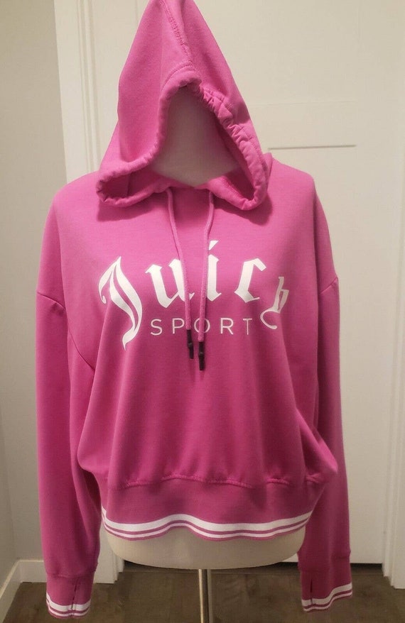 VINTAGE Juicy Couture Sport Pink cropped logo hoo… - image 2