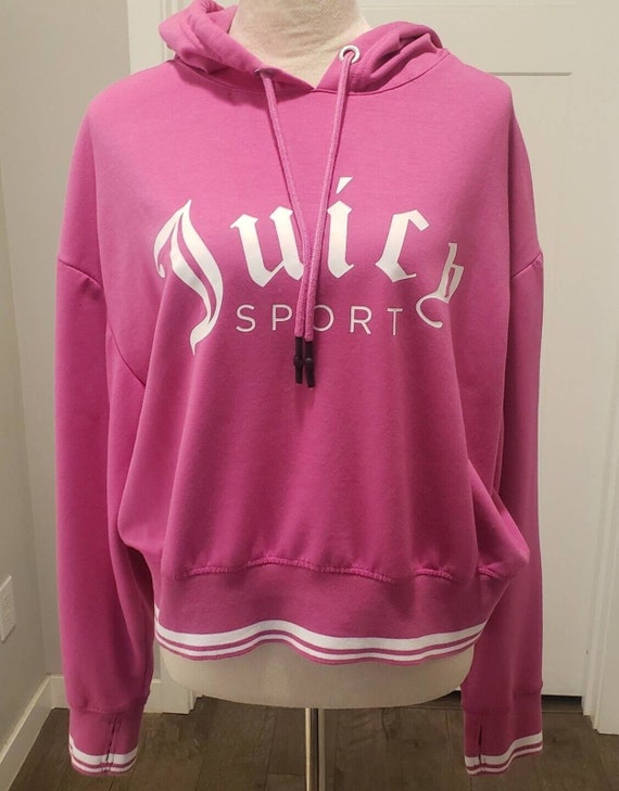 VINTAGE Juicy Couture Sport Pink cropped logo hoo… - image 1