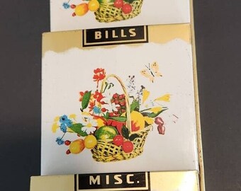 Vtg MCM Tin Flower Butterfly Basket Mail Organizer Wall Hanging Letters Bills