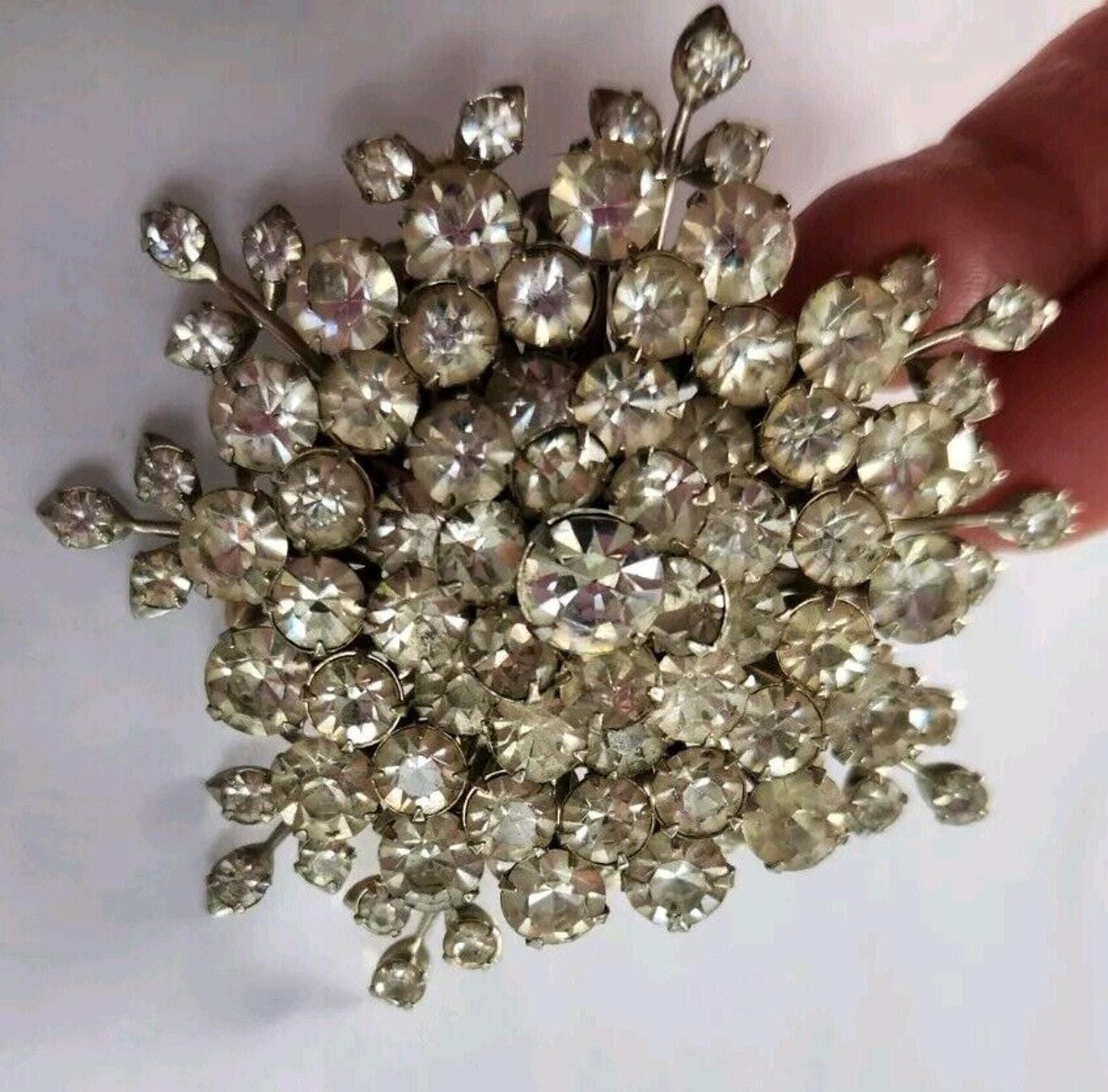 1950s’　ribbon motif rhinestone　brooch Kramer-York-1950s-Vintage-