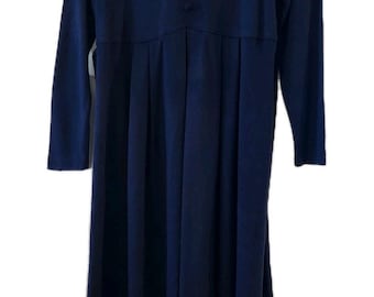 80er 90er Expo Kinder Vintage Mädchen Blaues Kleid Spitzenkragen Plissee Wollmischung sz 10