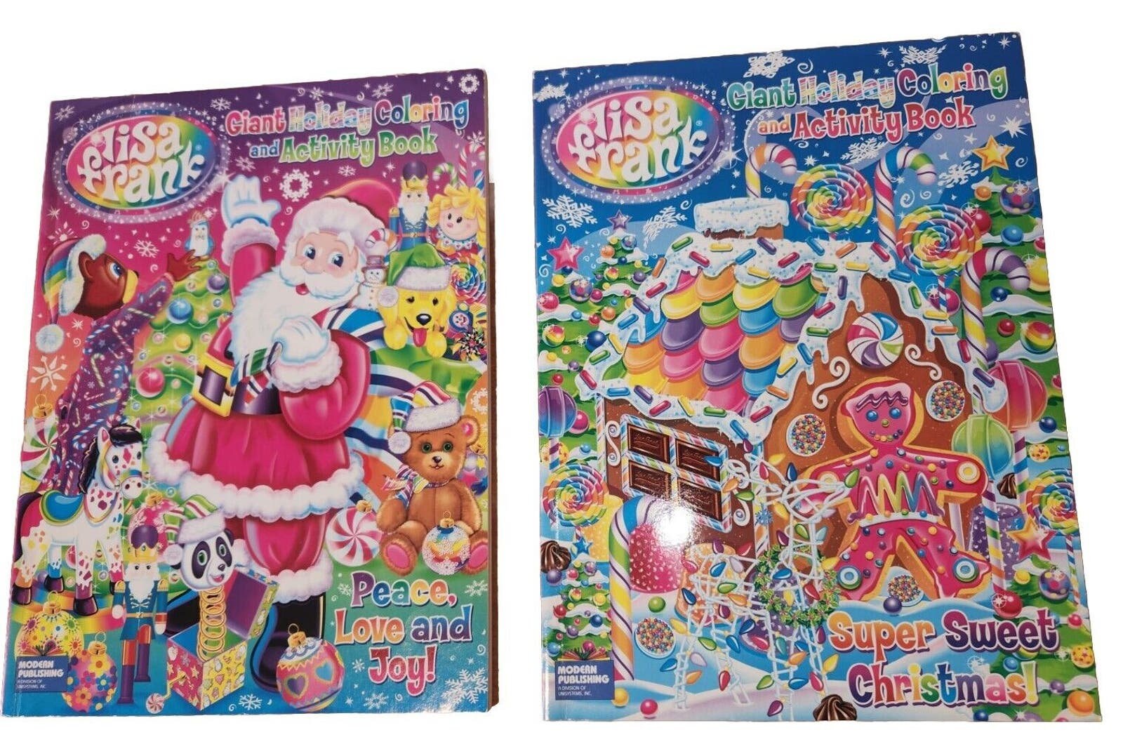 2 Vintage LISA FRANK Christmas Coloring Book s 5 Marked Pages Only - Etsy