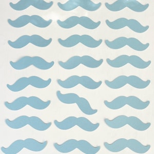 Baby blue cardstock mustaches (21) 3.5&quot; x 1&quot; mustache party favors - 0020