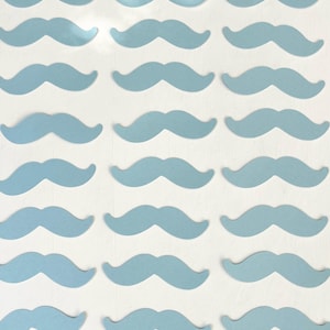 Baby blue cardstock mustaches (40) 3.5&quot; x 1&quot; mustache party favors - 0019