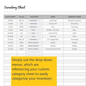 Inventory Tracker and Manager Google Sheet