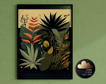 SALE! Dark Botanical Print 2 Printable Wall Art, Aesthetic room decor, Apartment decor, Nature wall art, Zen wall art Above Bed Decor