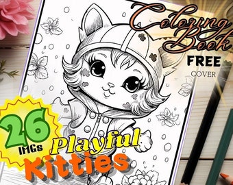 Cute Kitties coloring book for Children Toddlers, Adorable cat scenes to color, Fun and easy coloring for young ages, Cat coloring book