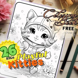 Cute Kitties coloring book for Children Toddlers, Adorable cat scenes to color, Fun and easy coloring for young ages, Cat coloring book