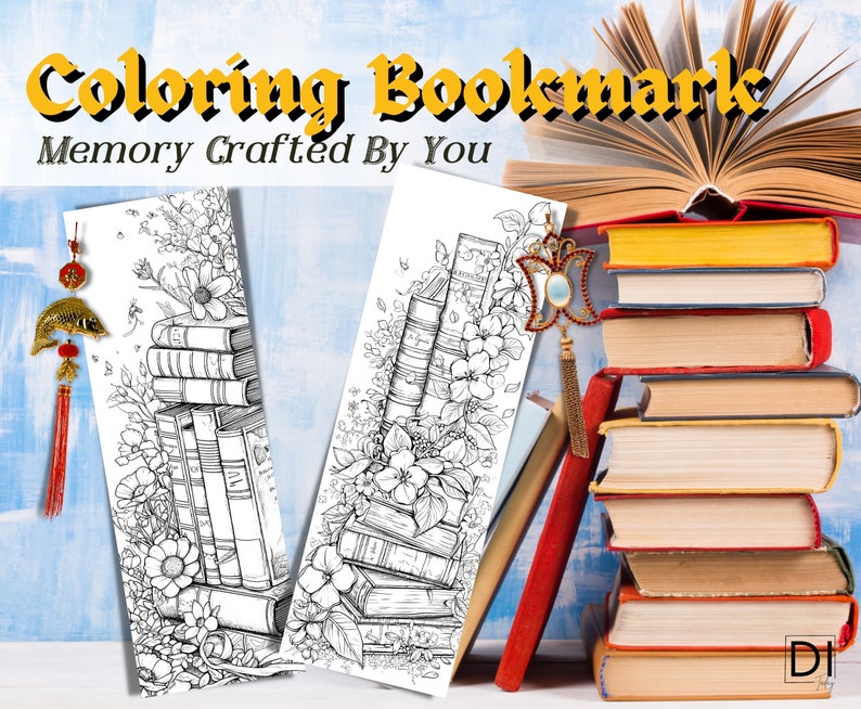 12 Flower Coloring Digital Bookmark Set, Gift for Book Lover Teacher ...