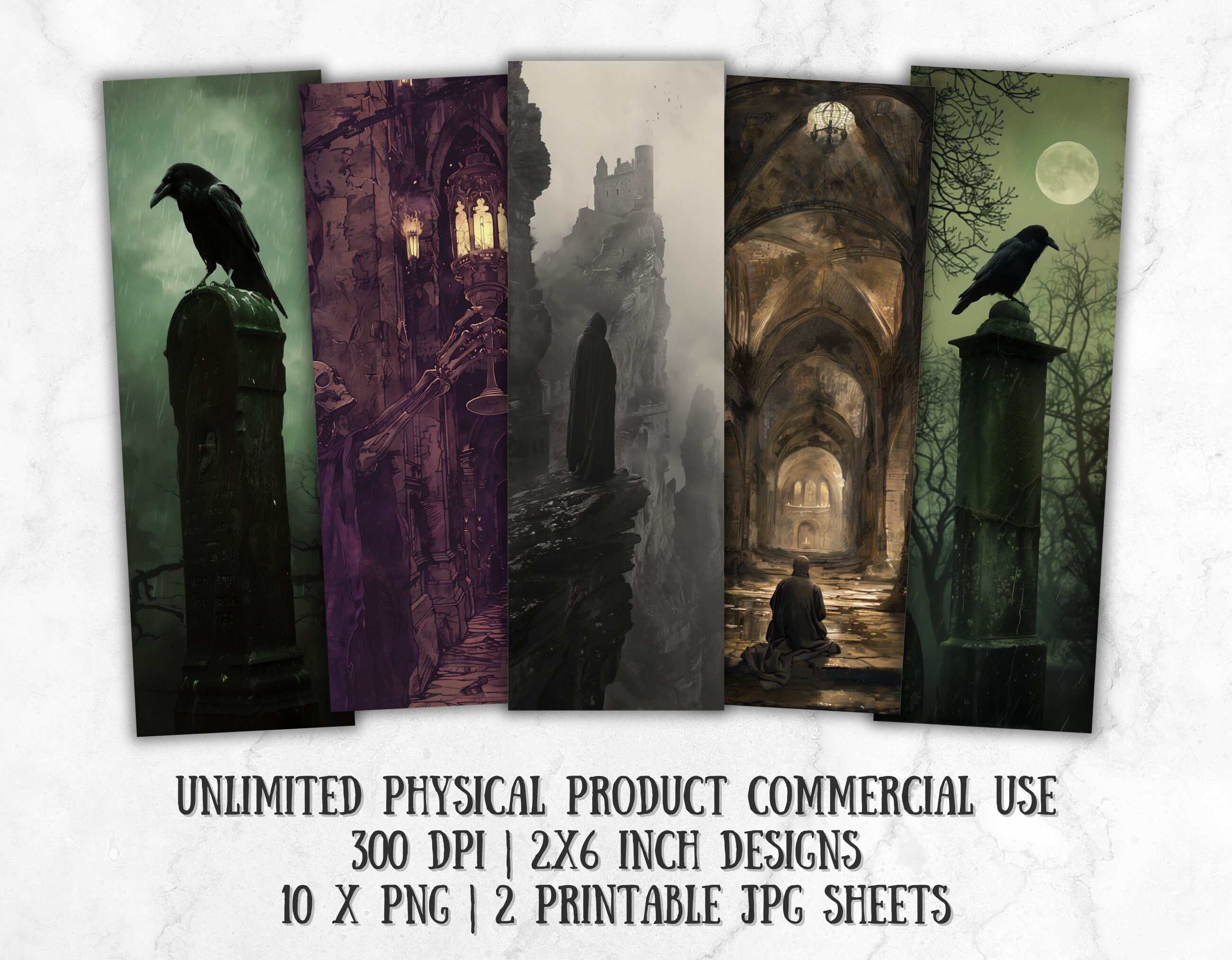 Gothic Witch Bookmarks, Bookmark Png, Bookmark Designs, Dark Printable ...