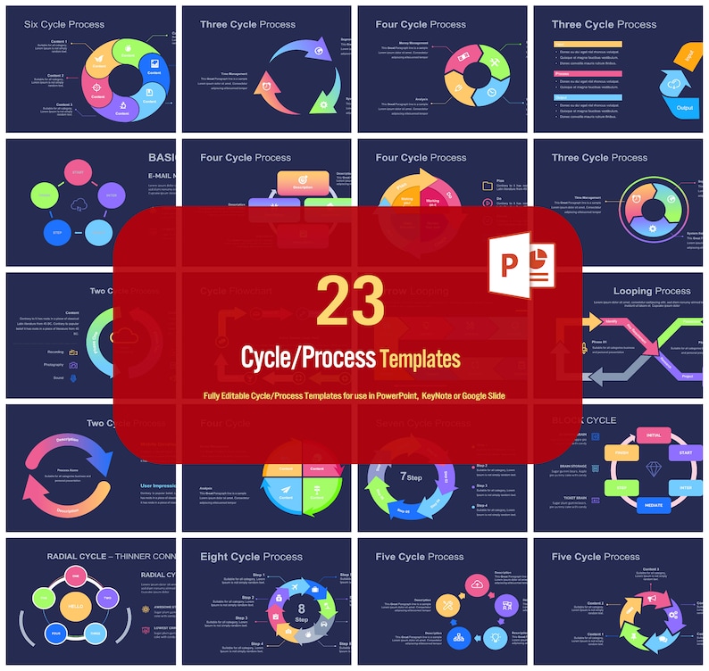 23 Cycle or Process Inforgraphic Powerpoint Templates-fully - Etsy