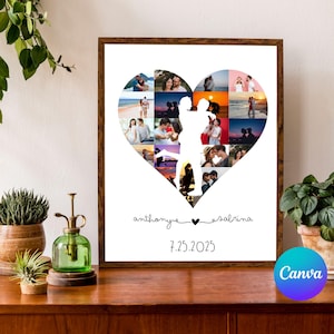 Couple Photo Collage, Canva Frame,Anniversary, Collage Personalized Gifts, Canva Frame, Love Photo Collage ,Heart Photo Collage ,Canva Frame