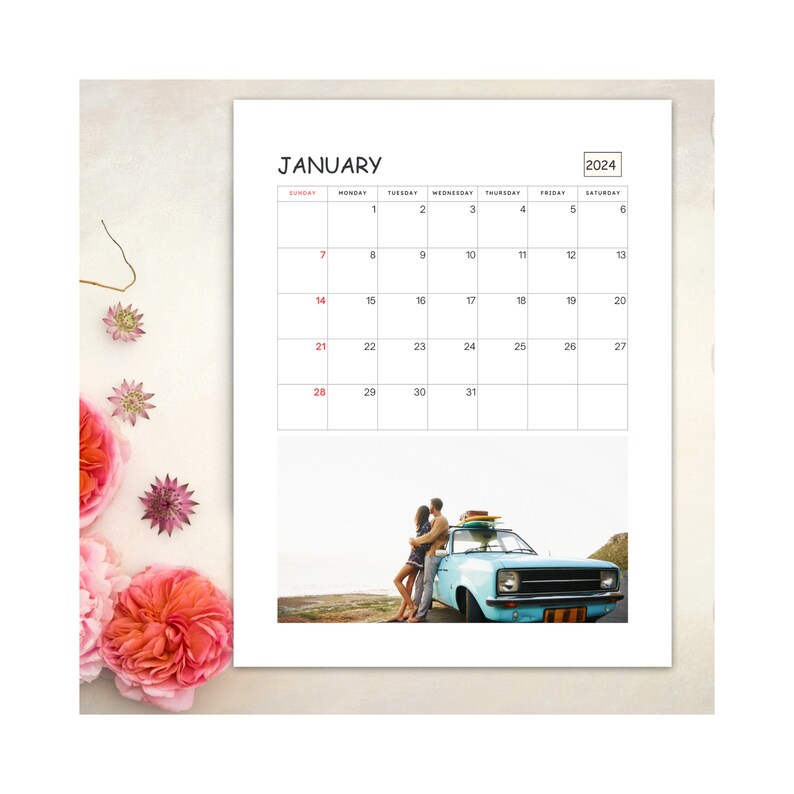 Personalized 2024 Photo Calendar Monthly Calendar Canva Calendar 2024