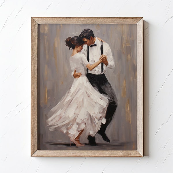 Vintage Love Wall Art , Couple Dancers Painting ,Antique Prints – Capturing the Elegance of Couple Dancing ,Celebrate Romance