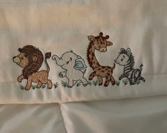 Embroidered Baby Jungle Animal Burp Cloths | Baby Shower Gift | Baby Boy Girl | Baby animals