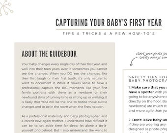 DIY Baby Photography How To Guide Tutorial (PDF) for tips on taking milestone photos yourself at home (Digital Download)