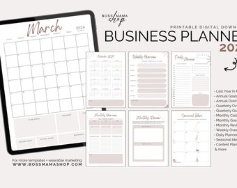 Business Planner | Calendar, Workbook, Tracker for Small Biz Owners Entrepreneurs & Boss Mamas (2024) - Quarterly Monthly Weekly Daily BROWN