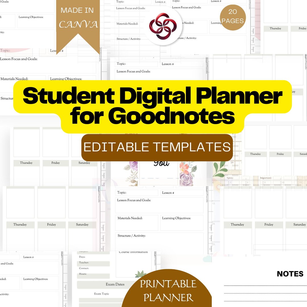 STUDENT DIGITAL PLANNER for Goodnotes | College Planner | Academic ...